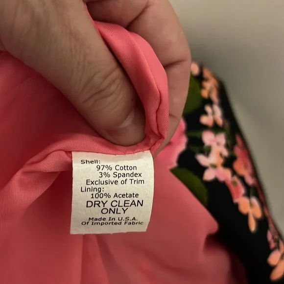 Sara Campbell 97% Cotton Black with Pink Floral Fit and Flare Dress a232 - Picture 5 of 6